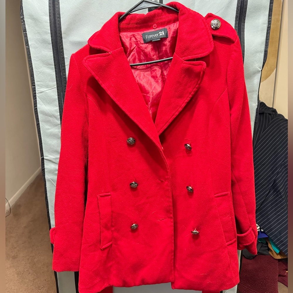 Red Button Up Coat